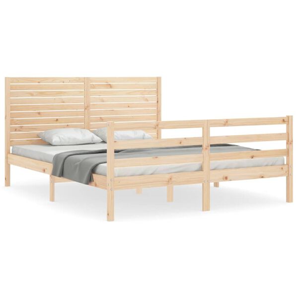 vidaXL Bed Frame without Mattress King Size Solid Wood