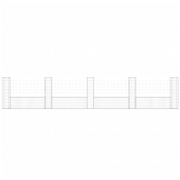vidaXL U-shape Gabion Basket with 5 Posts Iron 500x20x100 cm