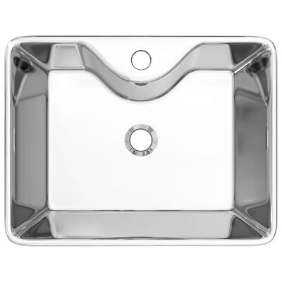 vidaXL Wash Basin with Faucet Hole 48x37x13.5 cm Ceramic Silver