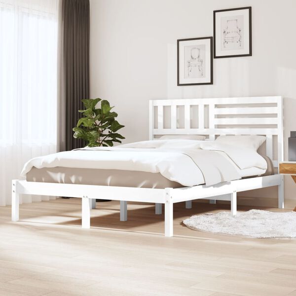 vidaXL Bed Frame without Mattress White Solid Wood Pine 160x200 cm