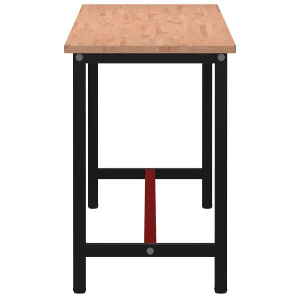 vidaXL Workbench 200x55x81.5 cm Solid Wood Beech and Metal