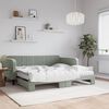 vidaXL Daybed with Trundle and Mattresses Light Grey 90x190 cm Velvet