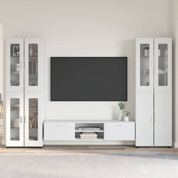 vidaXL TV Cabinet Set FLORIN High Gloss White Engineered Wood