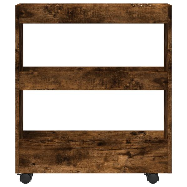 vidaXL Narrow Storage Trolley 3 Tier Smoked Oak Engineered Wood