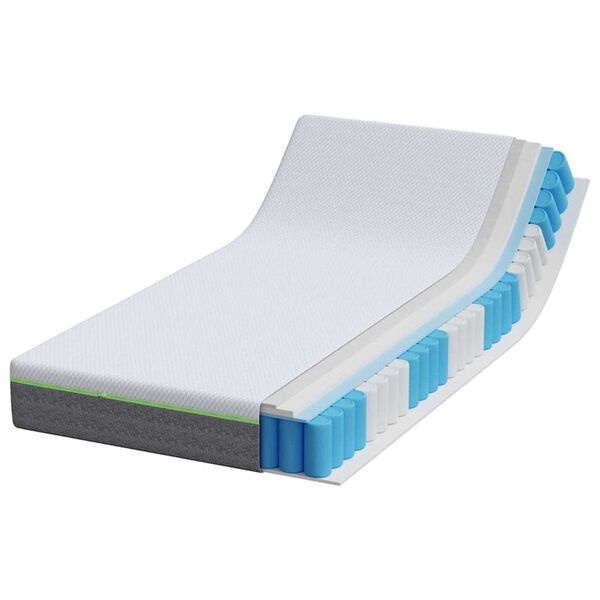 vidaXL Mattress White and Grey 120 x 200 cm Pocket Spring