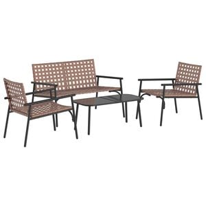 vidaXL Garden Dining Set 4 pcs Brown Poly Rattan