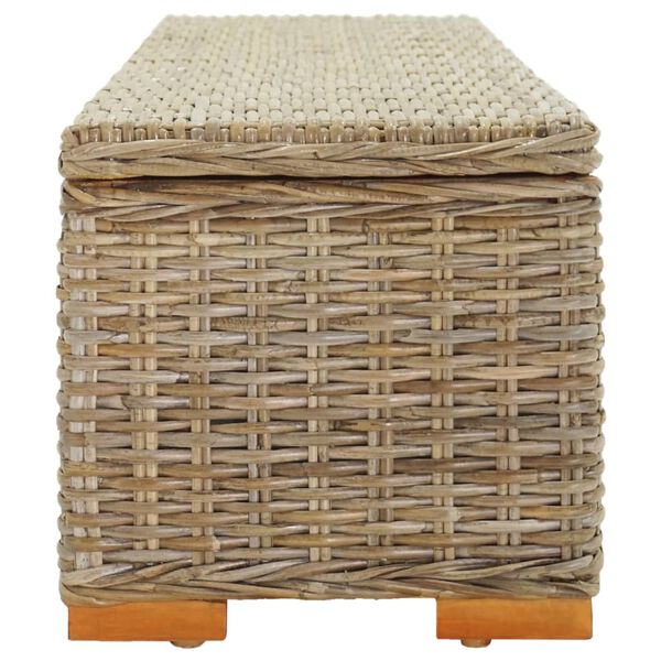 vidaXL Storage Box 110 cm Natural Kubu Rattan & Solid Wood Mahogany