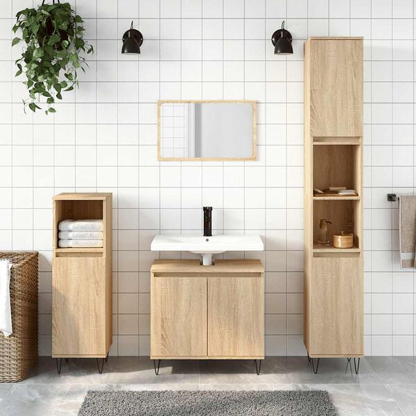 vidaXL Bathroom Cabinet Sonoma Oak 58x33x60 cm Engineered Wood