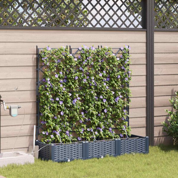 vidaXL Garden Planter 3 pcs Grey 120 x 40 x 126 cm Plastic