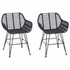 vidaXL Dining Chair 2 pcs Black 55 x 50 x 74 cm Rattan and Iron