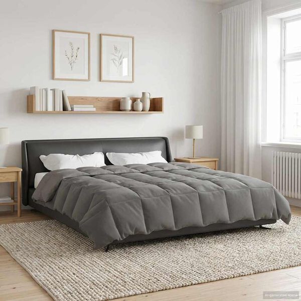 vidaXL Full Year Duvet Quilted Light Grey 200 x 220 cm Microfiber