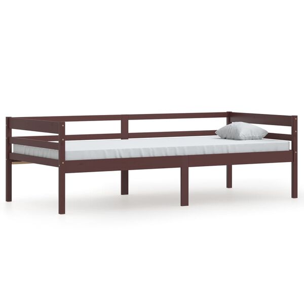 vidaXL Bed Frame without Mattress Dark Brown Solid Pinewood 90x200 cm