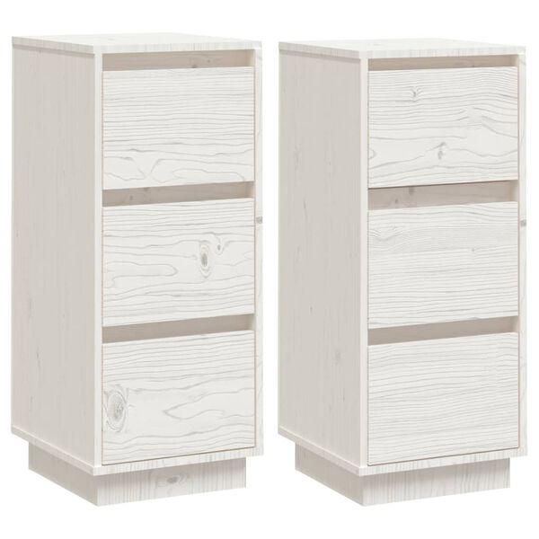 vidaXL Sideboards 2 pcs White 32x34x75 cm Solid Wood Pine