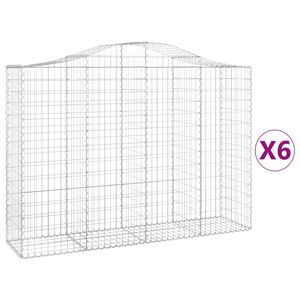 vidaXL Arched Gabion Baskets 6 pcs 200x50x140/160 cm Galvanised Iron
