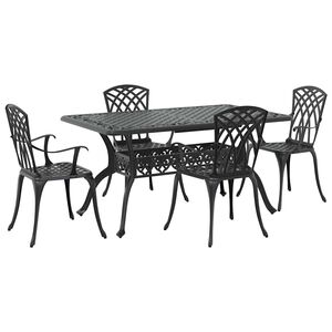 vidaXL Garden Dining Set 5 pcs Black Aluminium