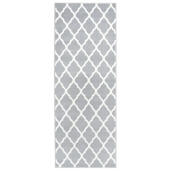 vidaXL Runner Rug BCF Grey and White 80x200 cm