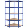 vidaXL 5-Layer Shelves 2 pcs Blue Steel&Engineered Wood