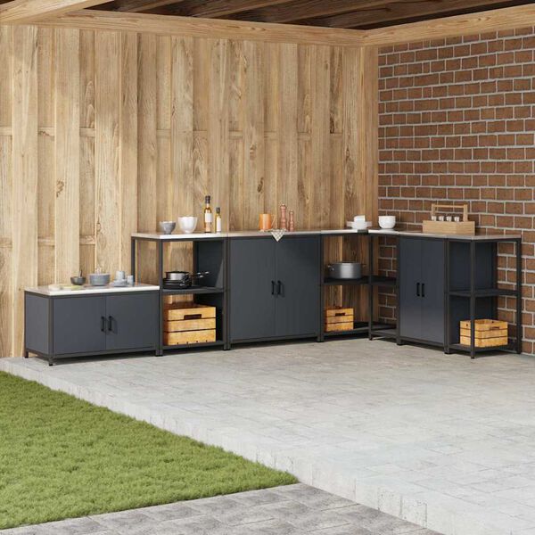 vidaXL Kitchen Storage with Shelf Anthracite 90 x 50 x 92 cm Steel