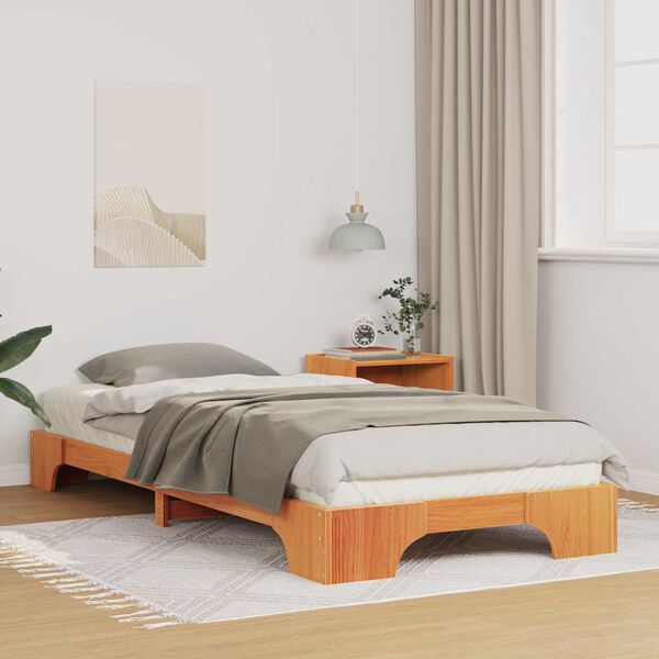vidaXL Bed Frame Brown 80 x 220 cm Solid Pine Wood