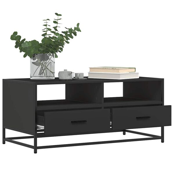vidaXL Coffee Table Black 100x50x45 cm Engineered Wood and Metal