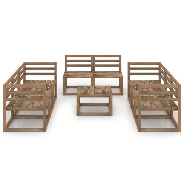 vidaXL 9 Piece Garden Lounge Set Brown Impregnated Pinewood