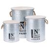 H&S Collection 3 Piece Storage Box Set with Rope Zinc