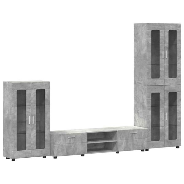 vidaXL TV Cabinet Set with Drawer Concrete Grey Engineered Wood