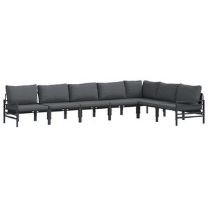 vidaXL Garden Sofa Set 7 pcs Black Steel