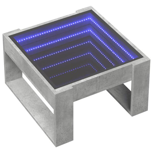 vidaXL Coffee Table with Infinity LED Concrete Grey 50x53x30 cm