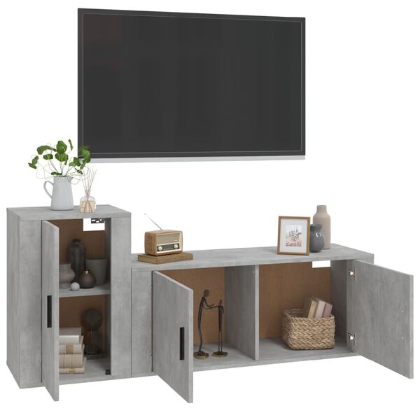 vidaXL 2 Piece TV Cabinet Set Concrete Grey Engineered Wood