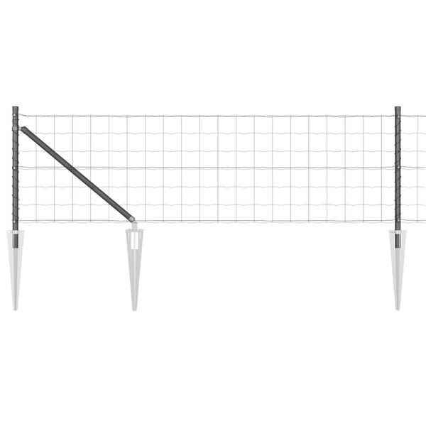 vidaXL Fence with Posts Grey 0.8 x 10 m Steel