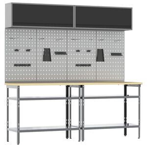 vidaXL Work Bench Set 8 pcs Black and Grey Powder-Coated Steel