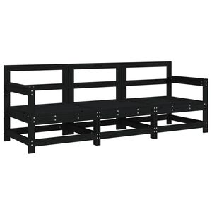 vidaXL 3 Piece Garden Lounge Set Black Solid Wood Pine