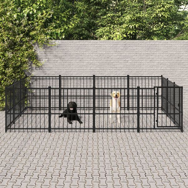 vidaXL Outdoor Dog Kennel Steel 11.58 m&sup2;