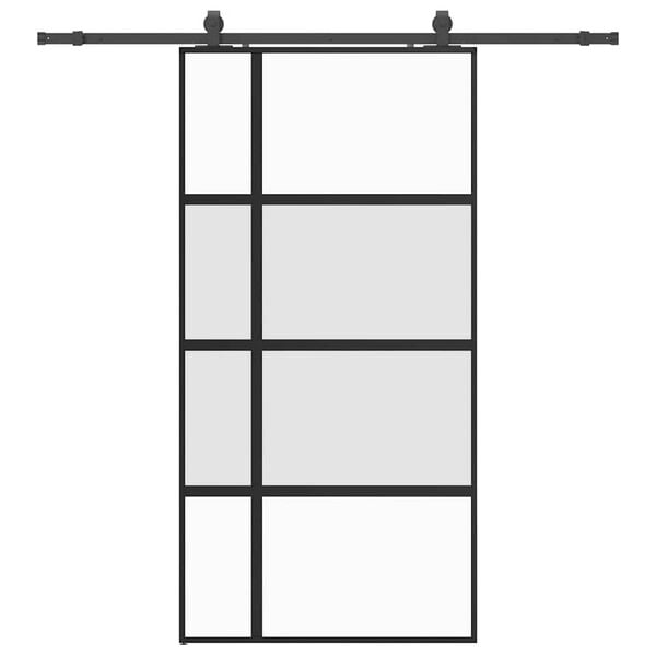 vidaXL Sliding Door with Hardware Set Black 102.5x205 cm Tempered Glass