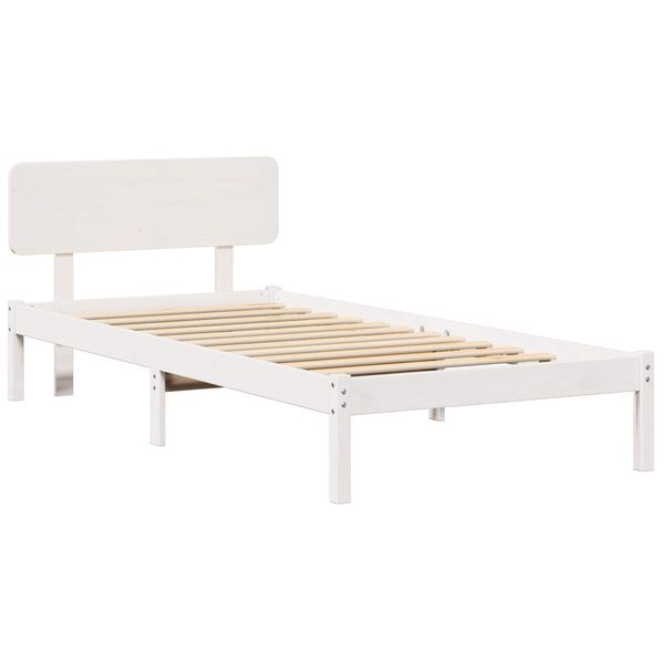 vidaXL Bed Frame with Headboard White 75 x 190 cm Solid Pine Wood