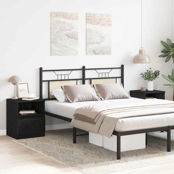 vidaXL Bedside Cabinet 2 pcs Black Oak 40 x 40 x 50 cm Engineered Wood