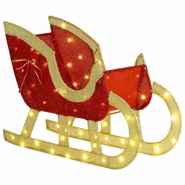 vidaXL Reindeer Pull Sleigh Warm white 70 x 26 x 128.5 cm Fabric