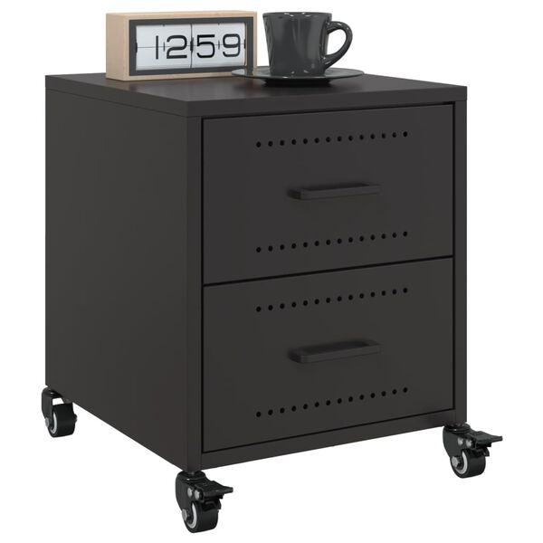 vidaXL Bedside Cabinets 2 pcs Black 36x39x43.5 cm Steel