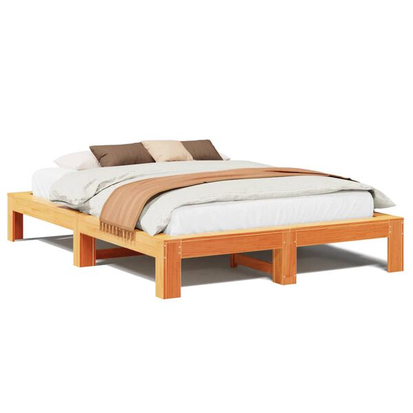 vidaXL Bed Frame without Mattress Wax Brown 160x200 cm Solid Wood Pine
