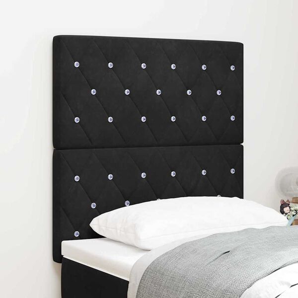 vidaXL LED Headboard with LED Strip Lights Black 80 cm Polyester