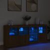 vidaXL Sideboard with LED Lights Brown Oak 164x37x67 cm