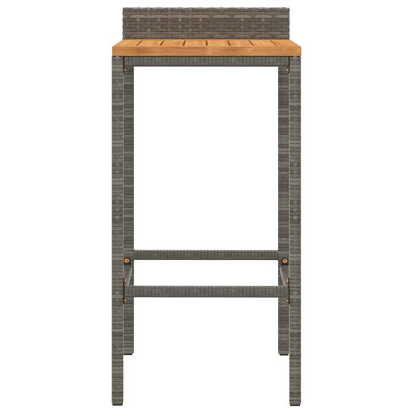 vidaXL Bar Stools 4 pcs Grey Poly Rattan and Solid Wood Acacia