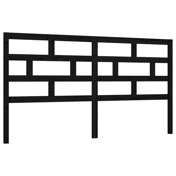 vidaXL Bed Headboard Black 206x4x100 cm Solid Wood Pine