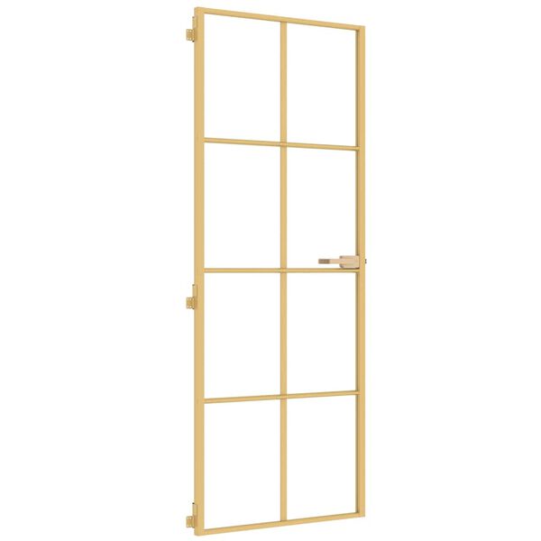 vidaXL Interior Door Slim Golden 76x201.5 cm Tempered Glass and Aluminium