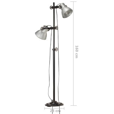 vidaXL Floor Lamp with 2 Lampshade Silver E27 Cast Iron