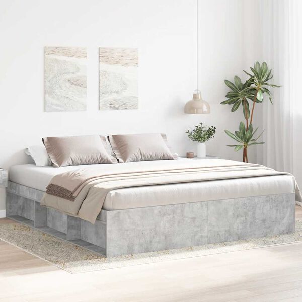 vidaXL Bed Frame without Mattress Concrete Grey 180x200 cm Super King Super King Size