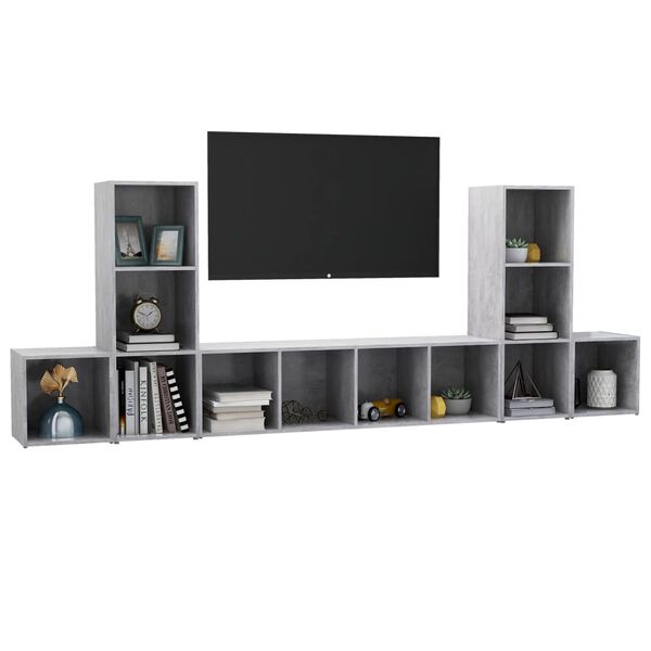 vidaXL 5 Piece TV Cabinet Set Concrete Grey Engineered Wood