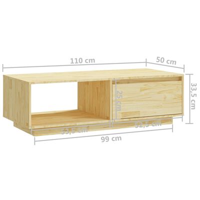 vidaXL Coffee Table 110x50x33.5 cm Solid Pinewood