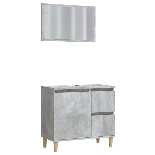 vidaXL 2 Piece Bathroom Furniture Set Concrete Grey Engineered Wood